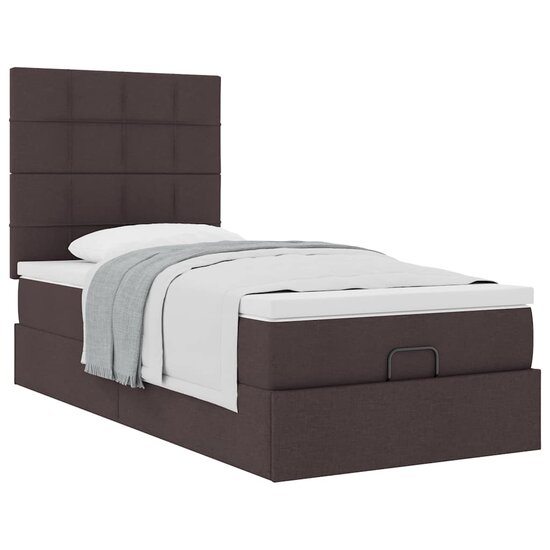 Ottoman Bed Met Matras 80X200Cm Stof 80 x 200 cm Donkerbruin