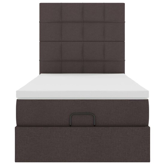 Ottoman Bed Met Matras 80X200Cm Stof 80 x 200 cm Donkerbruin