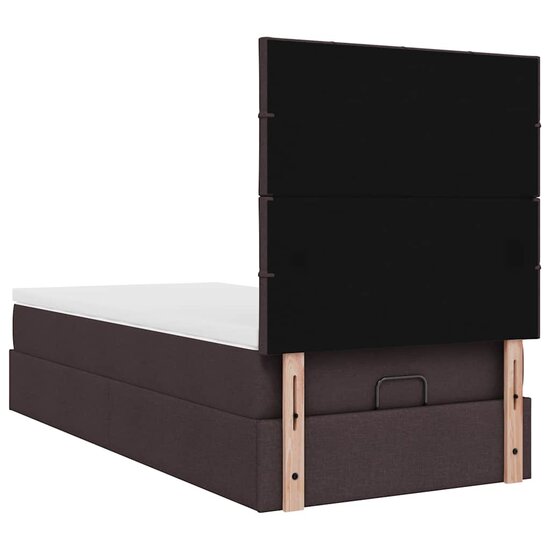 Ottoman Bed Met Matras 80X200Cm Stof 80 x 200 cm Donkerbruin