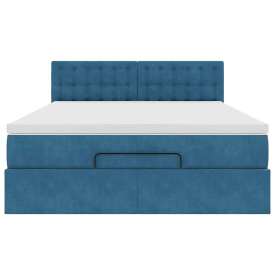 Ottoman Bed Met Matras 140X200Cm Fluweel 140 x 200 cm Donkerblauw