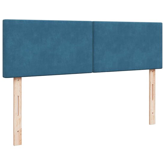 Ottoman Bed Met Matras En Led&#039;s 140X200Cm Fluweel 140 x 200 cm Donkerblauw