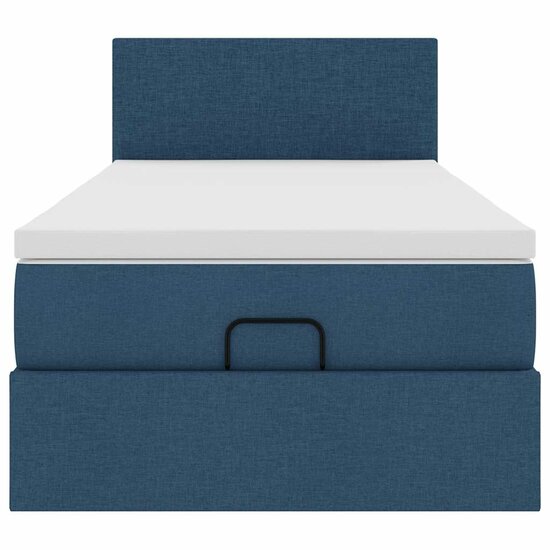 Ottoman bed met matras en LED&#039;s 80x200cm stof blauw