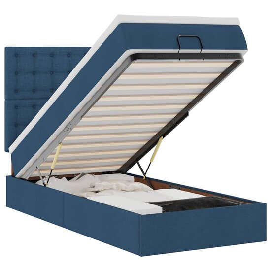 Ottoman bed met matras en LED&#039;s 80x200cm stof blauw