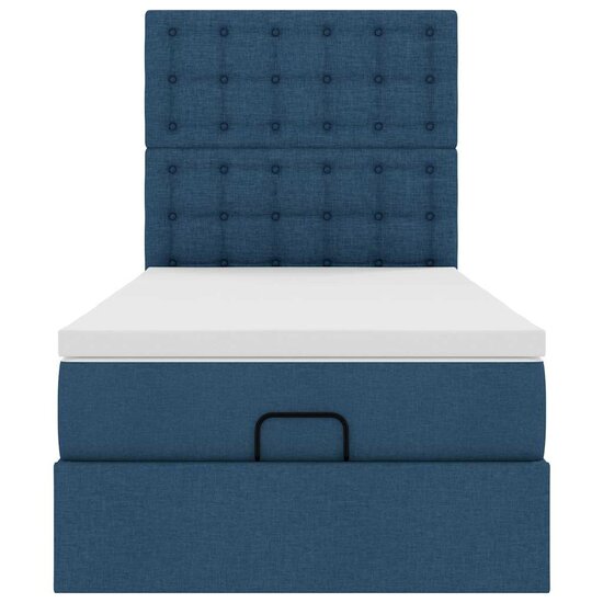 Ottoman bed met matras en LED&#039;s 80x200cm stof blauw