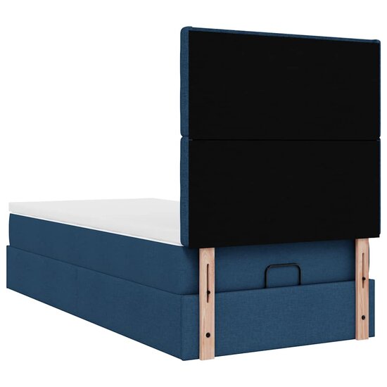 Ottoman bed met matras en LED&#039;s 80x200cm stof blauw