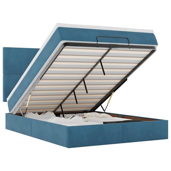 Ottoman bed met matrassen 140x200cm fluweel donkerblauw