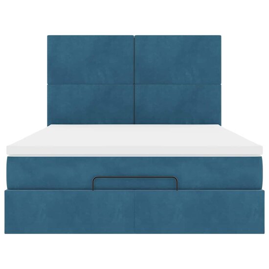 Ottoman bed met matrassen 140x200cm fluweel donkerblauw