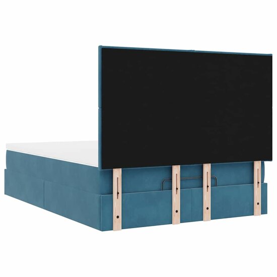 Ottoman bed met matrassen 140x200cm fluweel donkerblauw