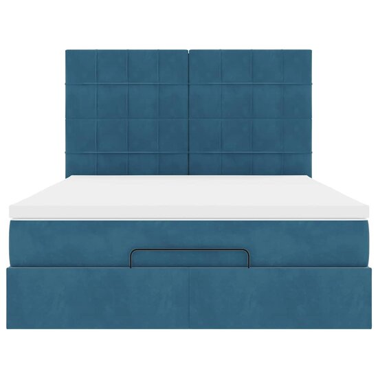 Ottoman bed met matrassen 140x200cm fluweel donkerblauw