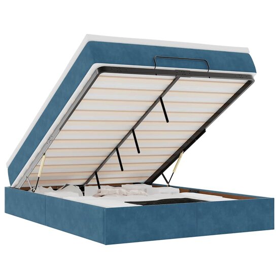 Ottoman bed met matras 140x200cm fluweel donkerblauw