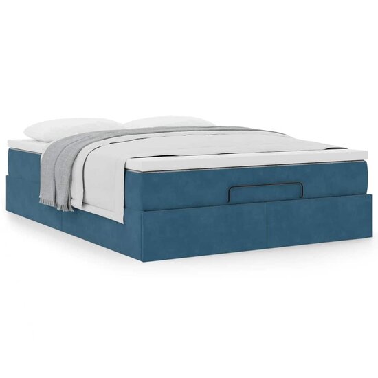 Ottoman bed met matras 140x200cm fluweel donkerblauw