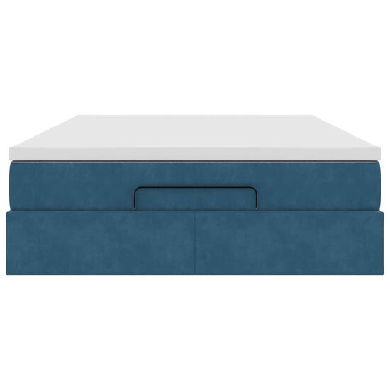 Ottoman bed met matras 140x200cm fluweel donkerblauw