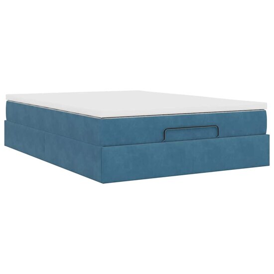 Ottoman bed met matras 140x200cm fluweel donkerblauw