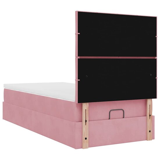 Ottoman Bed Met Matrassen En Led&#039;s 90X190Cm Fluweel 90 x 190 cm Roze