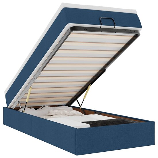 Ottoman Bed Met Matras 80X200Cm Stof 80 x 200 cm Blauw