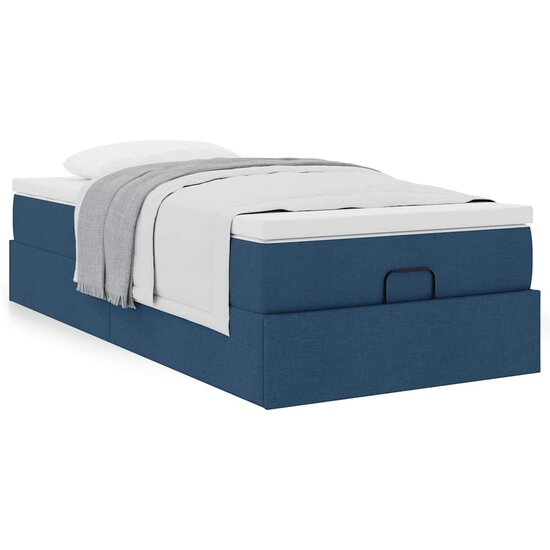 Ottoman Bed Met Matras 80X200Cm Stof 80 x 200 cm Blauw