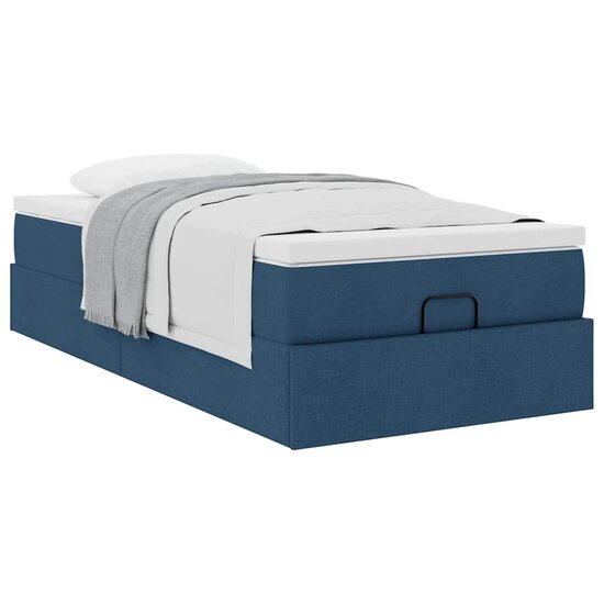 Ottoman Bed Met Matras 80X200Cm Stof 80 x 200 cm Blauw
