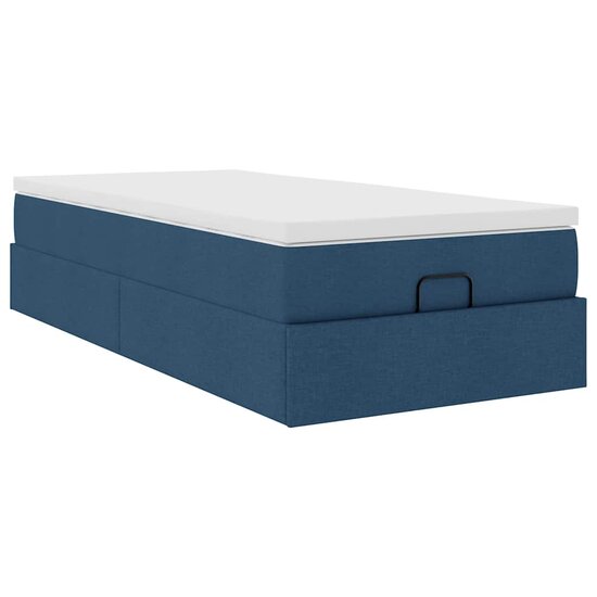 Ottoman Bed Met Matras 80X200Cm Stof 80 x 200 cm Blauw
