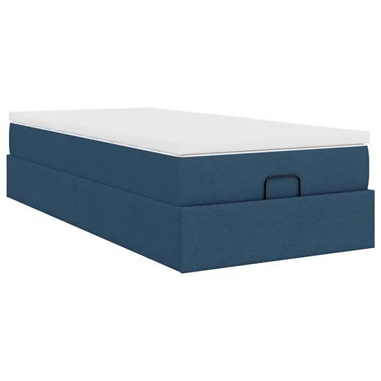 Ottoman Bed Met Matras 80X200Cm Stof 80 x 200 cm Blauw