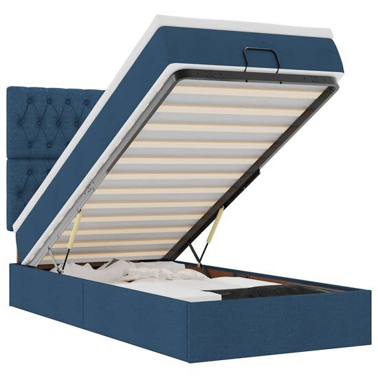 Ottoman Bed Met Matras 80X200Cm Stof 80 x 200 cm Blauw