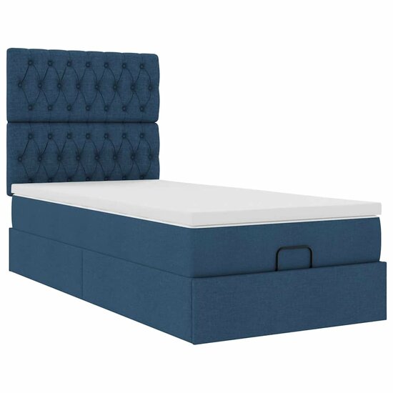 Ottoman Bed Met Matras 80X200Cm Stof 80 x 200 cm Blauw