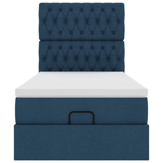 Ottoman Bed Met Matras 80X200Cm Stof 80 x 200 cm Blauw