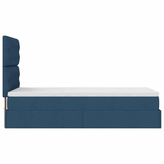 Ottoman Bed Met Matras 80X200Cm Stof 80 x 200 cm Blauw