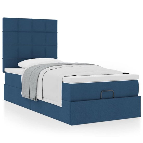 Ottoman Bed Met Matras 80X200Cm Stof 80 x 200 cm Blauw