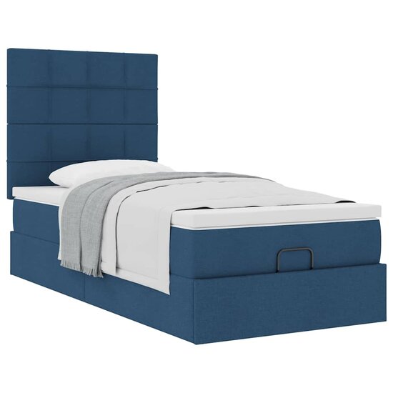 Ottoman Bed Met Matras 80X200Cm Stof 80 x 200 cm Blauw