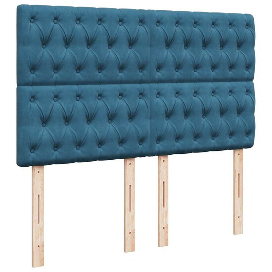 Ottoman Bed Met Matrassen 140X200Cm Fluweel 140 x 200 cm Donkerblauw