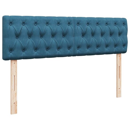 Ottoman Bed Met Matras En Led&#039;s 140X200Cm Fluweel 140 x 200 cm Donkerblauw