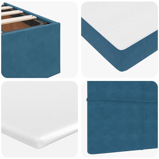 Ottoman Bed Met Matras 140X200Cm Fluweel 140 x 200 cm Donkerblauw