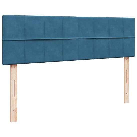Ottoman Bed Met Matras En Led&#039;s 140X200Cm Fluweel 140 x 200 cm Donkerblauw