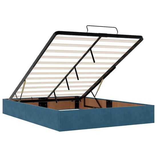 Ottoman Bed Met Matras En Led&#039;s 140X200Cm Fluweel 140 x 200 cm Donkerblauw