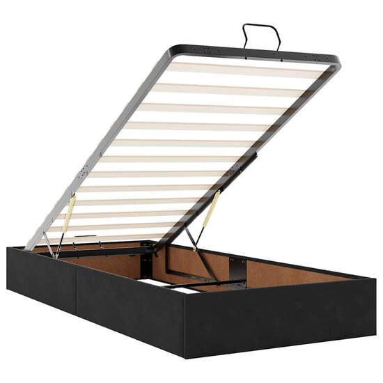 Ottoman Bed Met Matrassen En Led&#039;s 90X190Cm Fluweel 90 x 190 cm Zwart