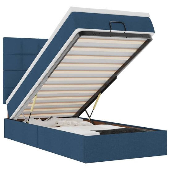Ottoman Bed Met Matras En Led&#039;s 80X200Cm Stof 80 x 200 cm Blauw