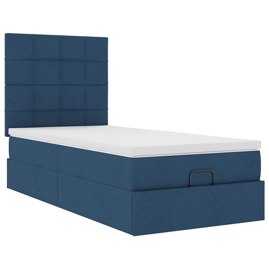 Ottoman Bed Met Matras En Led&#039;s 80X200Cm Stof 80 x 200 cm Blauw