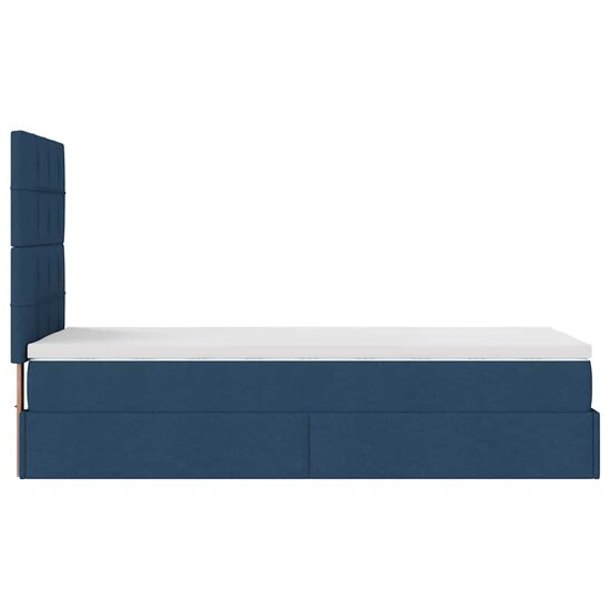Ottoman Bed Met Matras En Led&#039;s 80X200Cm Stof 80 x 200 cm Blauw