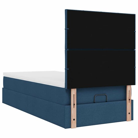 Ottoman Bed Met Matras En Led&#039;s 80X200Cm Stof 80 x 200 cm Blauw
