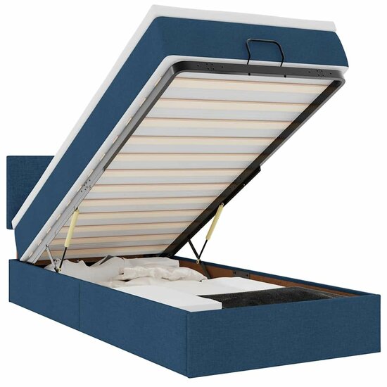 Ottoman Bed Met Matras 80X200Cm Stof 80 x 200 cm Blauw