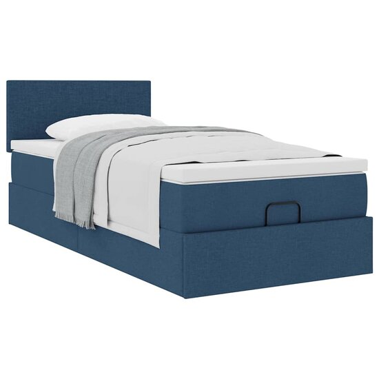 Ottoman Bed Met Matras 80X200Cm Stof 80 x 200 cm Blauw