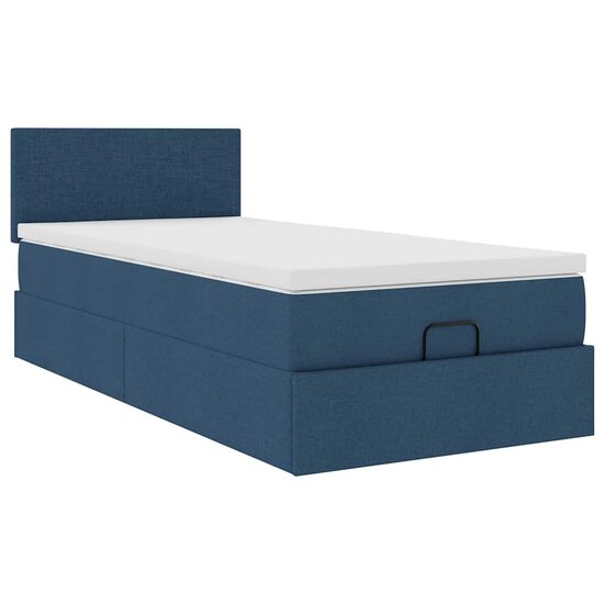 Ottoman Bed Met Matras 80X200Cm Stof 80 x 200 cm Blauw