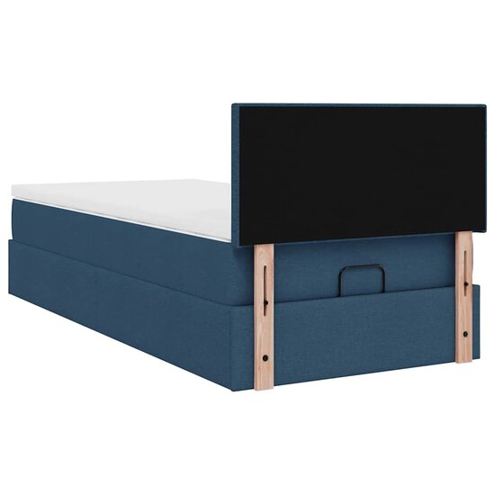 Ottoman Bed Met Matras 80X200Cm Stof 80 x 200 cm Blauw