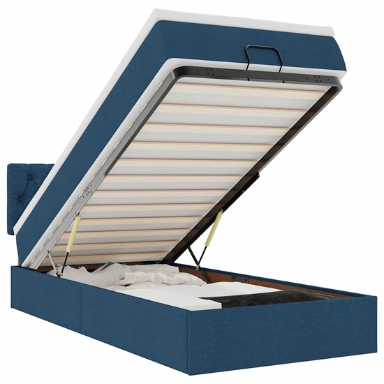 Ottoman Bed Met Matras 80X200Cm Stof 80 x 200 cm Blauw