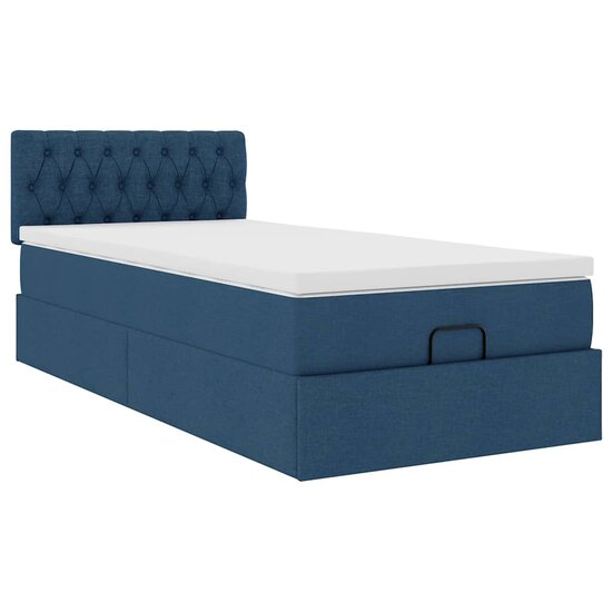 Ottoman Bed Met Matras 80X200Cm Stof 80 x 200 cm Blauw