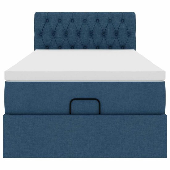 Ottoman Bed Met Matras 80X200Cm Stof 80 x 200 cm Blauw