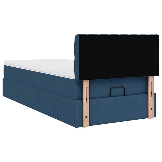 Ottoman Bed Met Matras 80X200Cm Stof 80 x 200 cm Blauw