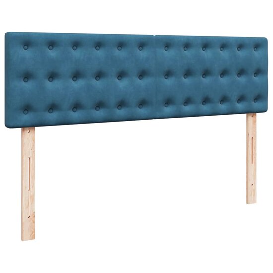 Ottoman Bed Met Matras En Led&#039;s 140X200Cm Fluweel 140 x 200 cm Donkerblauw
