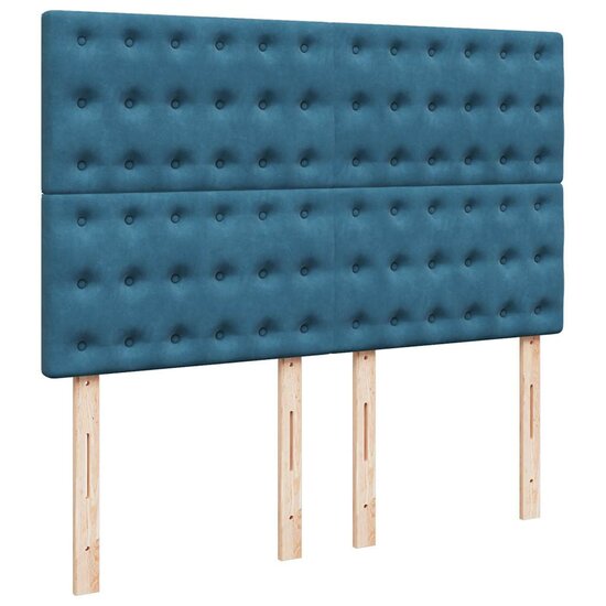 Ottoman Bed Met Matrassen 140X200Cm Fluweel 140 x 200 cm Donkerblauw