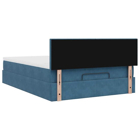 Ottoman Bed Met Matras 140X200Cm Fluweel 140 x 200 cm Donkerblauw